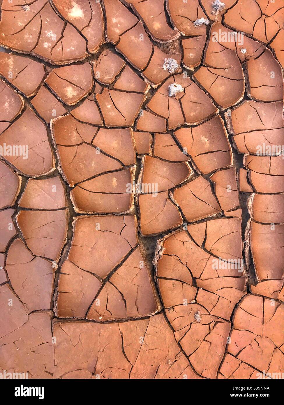 Getrockneten Schlamm geknackt - Smartphone-aufgenommenes Stockfoto