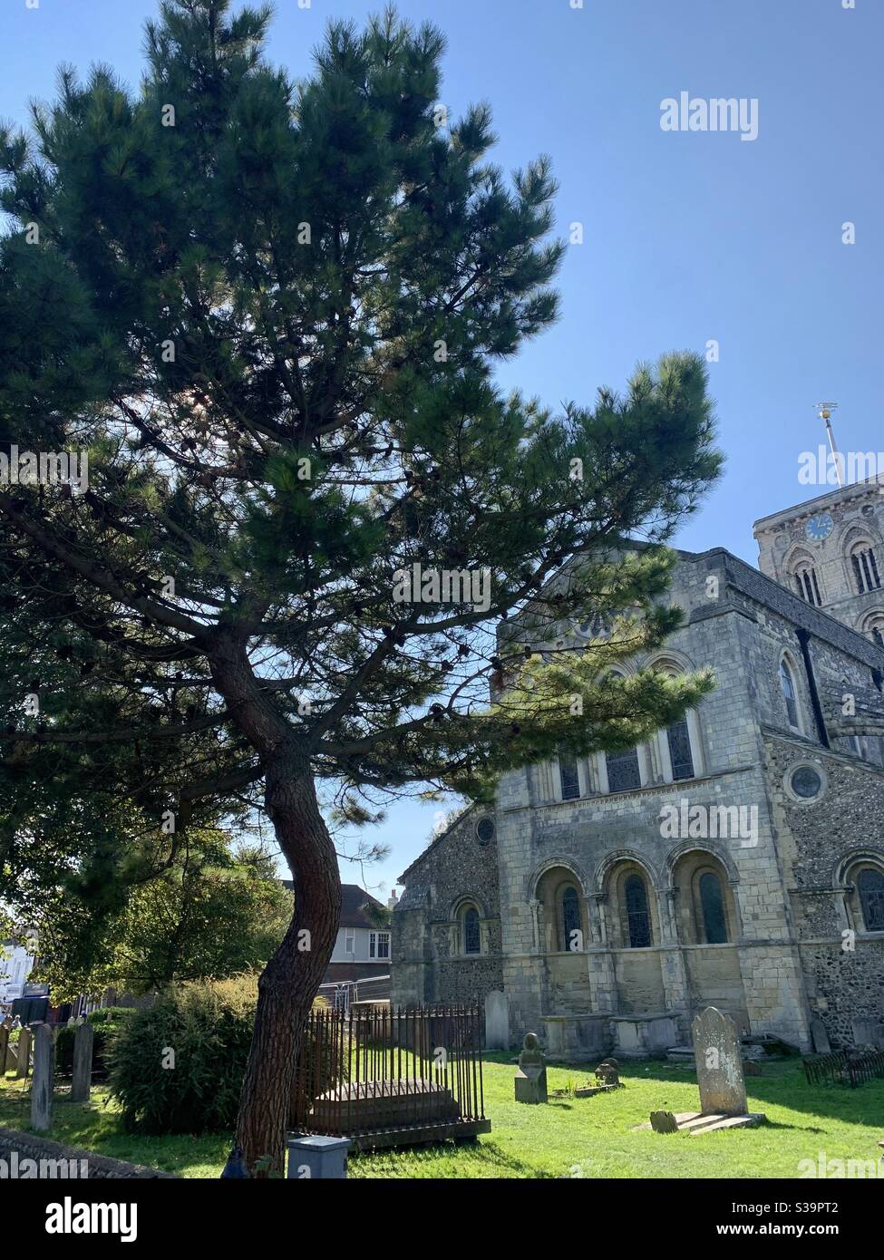 Kirche in Shoreham auf dem Meer - Smartphone-aufgenommenes Stockfoto