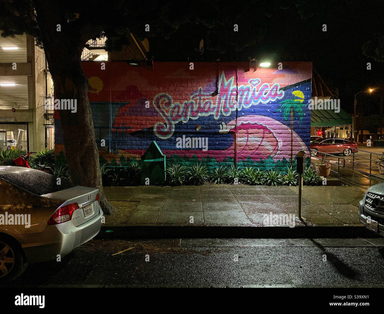 Santa Monica Mural, Kalifornien - Smartphone-aufgenommenes Stockfoto