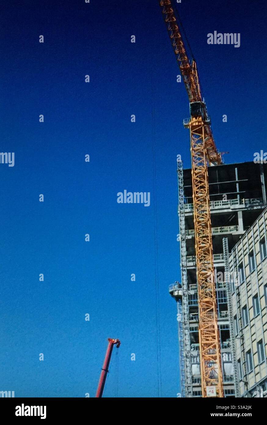 Alberta gebunden, Wolkenkratzer, Bürogebäude, Bau, Kran, Calgary, Alberta Stockfoto
