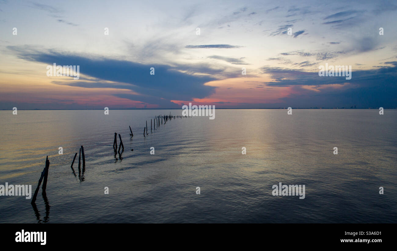 Mobile Bay bei Sonnenuntergang Stockfoto