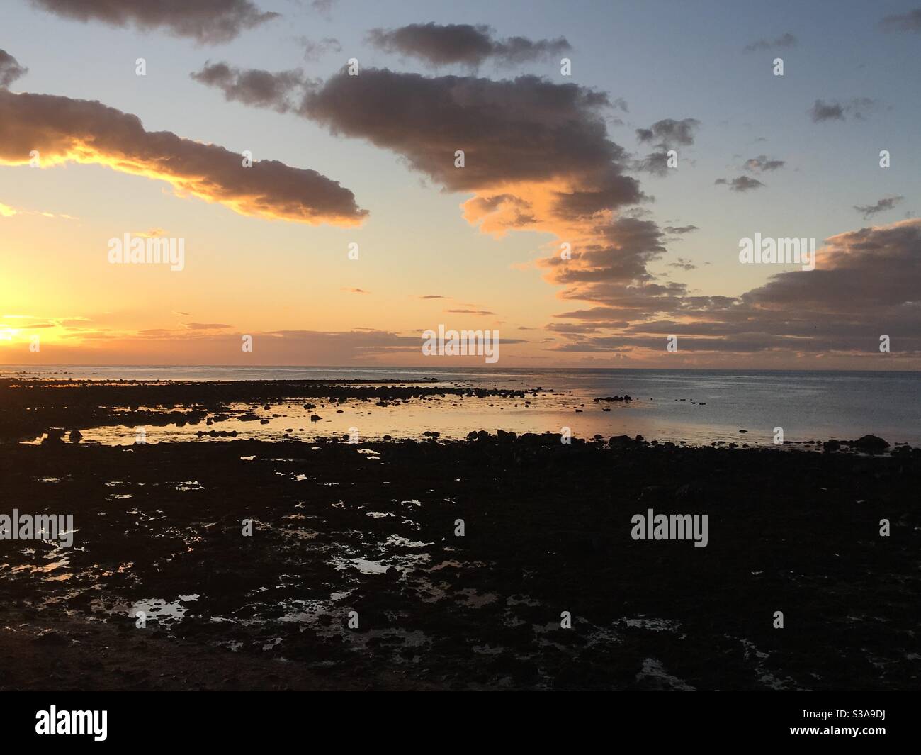 Sonnenuntergang über dem Moray Firth, in der Nähe von Fraserburgh, Aberdeenshire Stockfoto