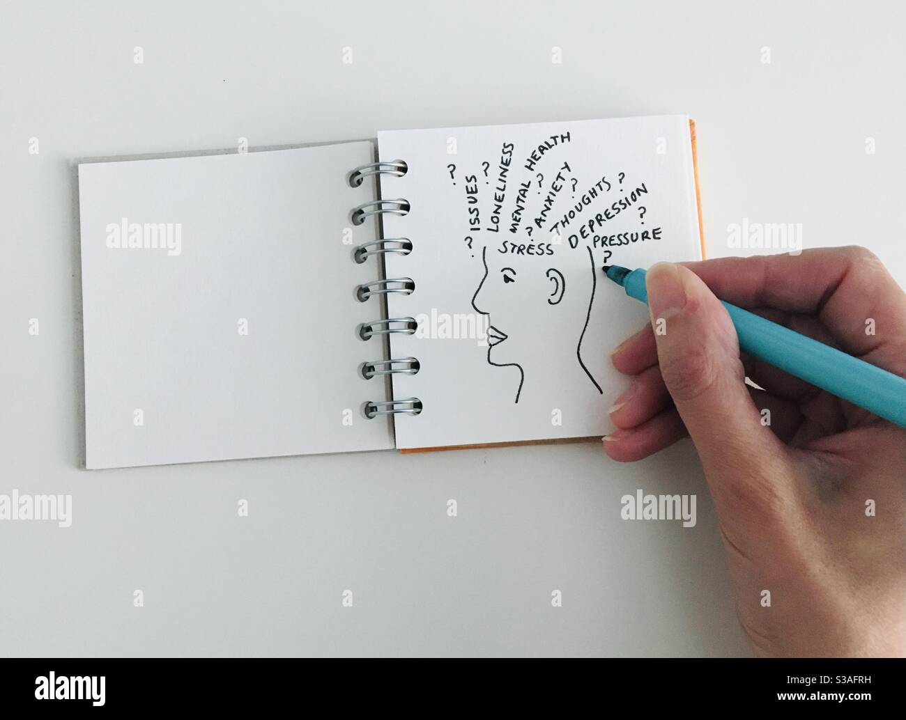 Person, die psychische Probleme illustriert - Smartphone-aufgenommenes Stockfoto