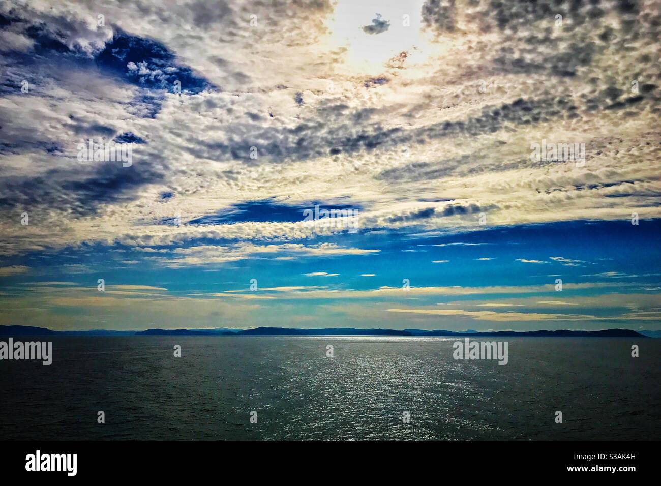 Sonnenuntergang über der Nordsee. Stockfoto