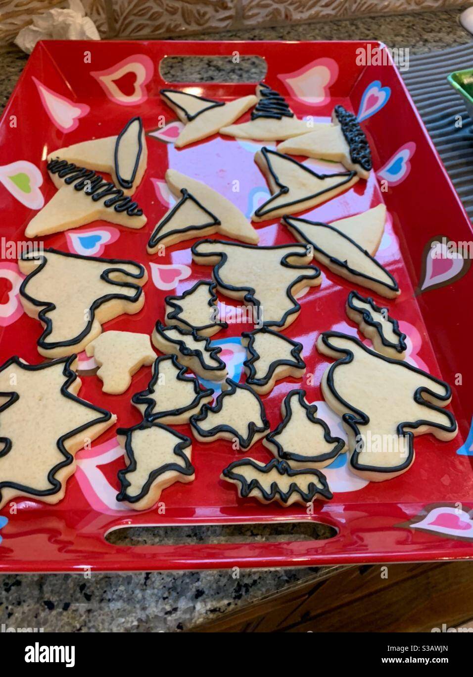 Verschiedene Formen halloween Motto Cookies Stockfoto
