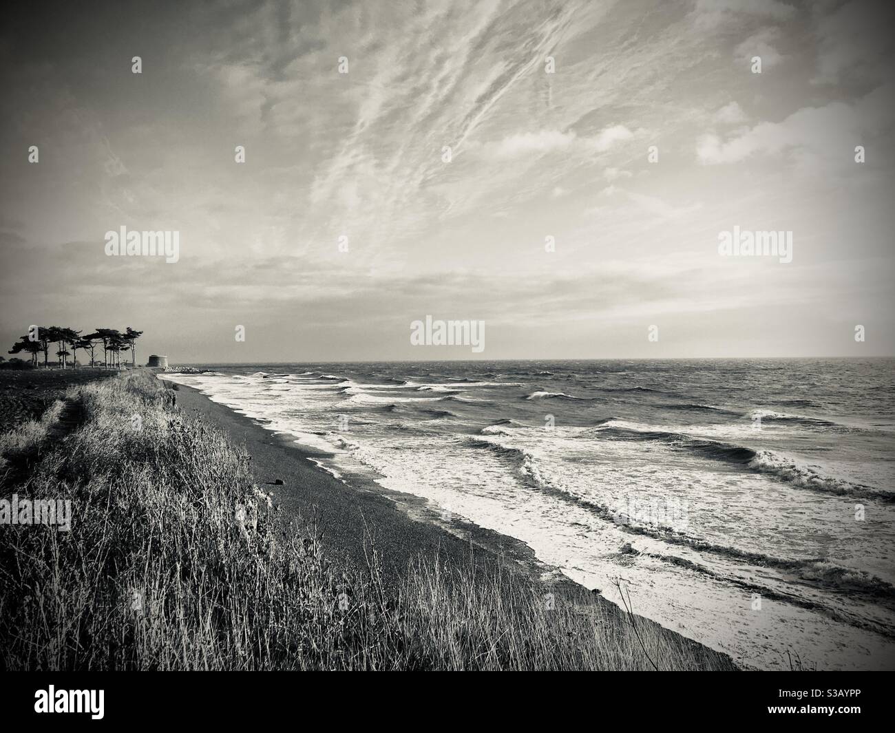 Nordseeküste Bawdsey Suffolk England - Smartphone-aufgenommenes Stockfoto