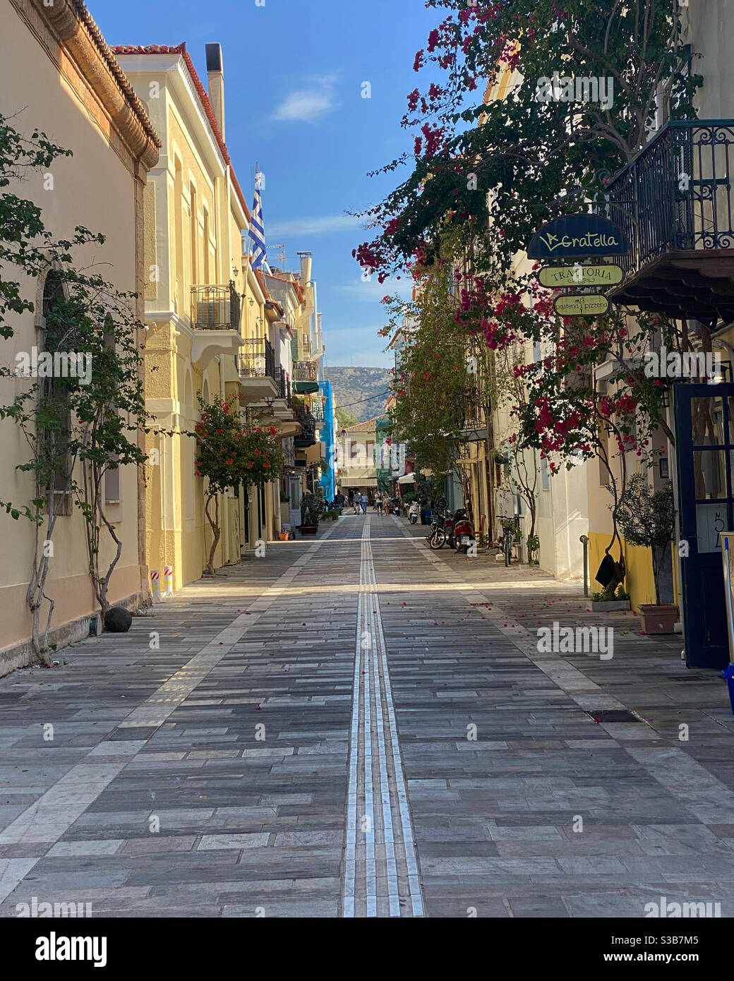 Spaziergang durch die Altstadt von Nafplio. Stockfoto