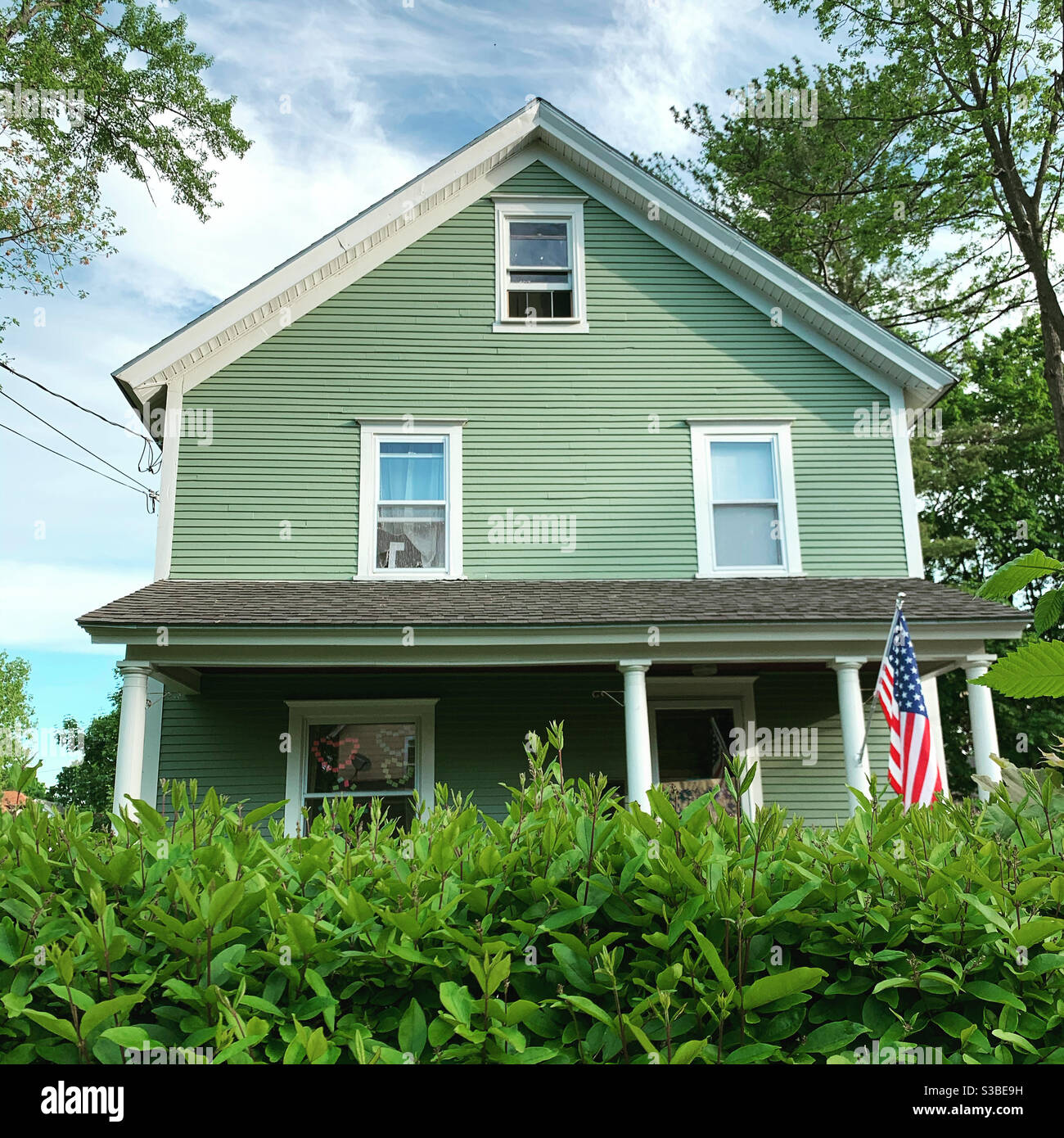 Mai 2020. Ein Zuhause in Greenfield, Massachusetts, USA. Stockfoto