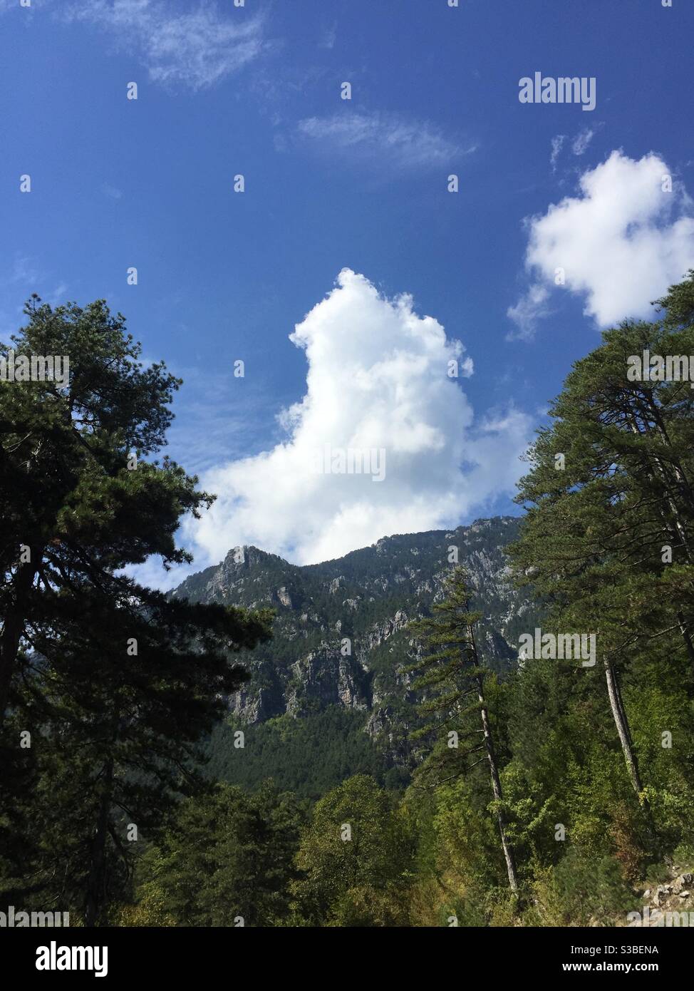 Beobachten der Wolken über dem Olymp Berg. Stockfoto