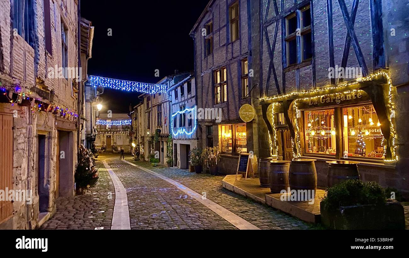 Weihnachtsdekoration Parthenay Frankreich Stockfoto