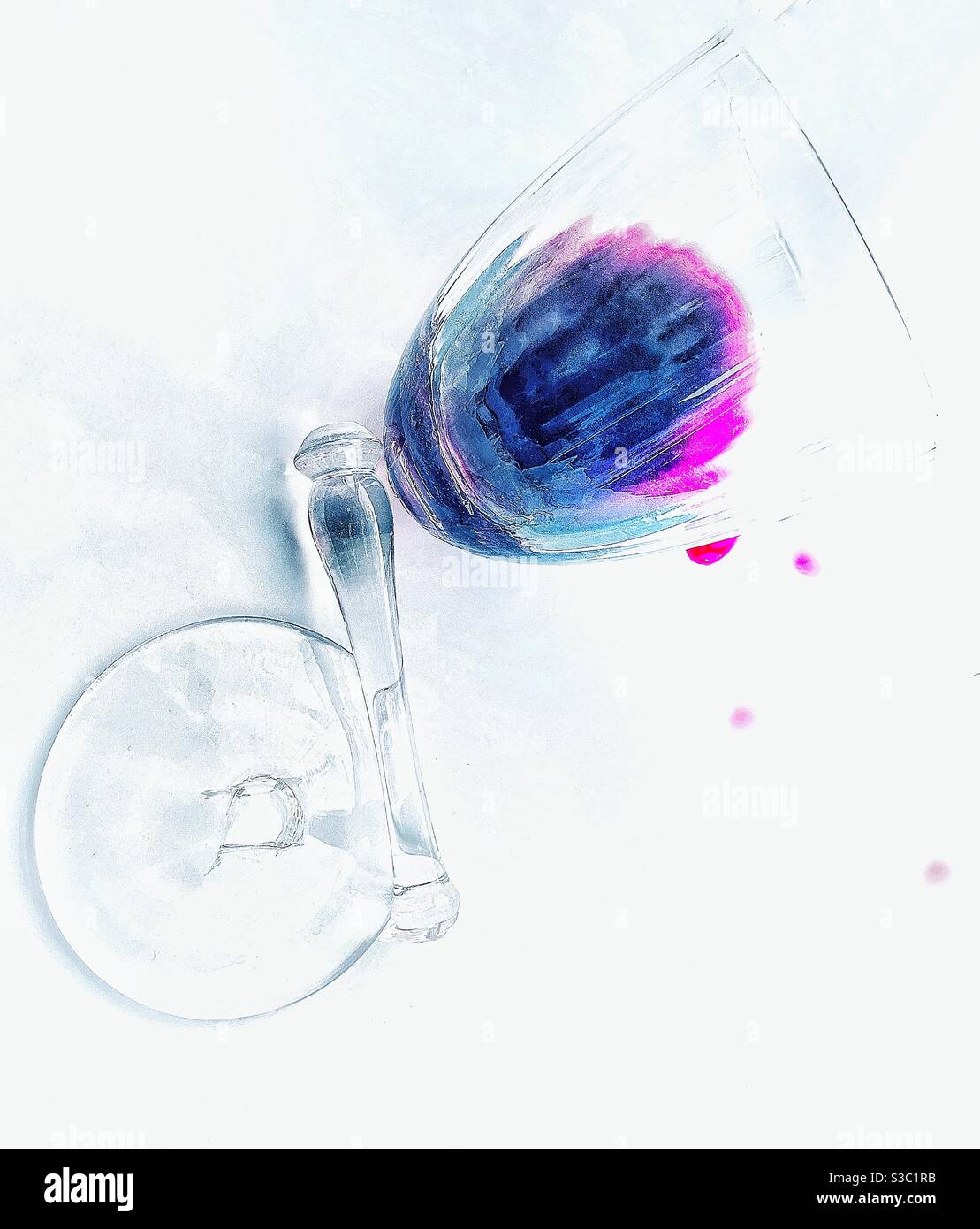Gebrochene Glas Wein. Stockfoto