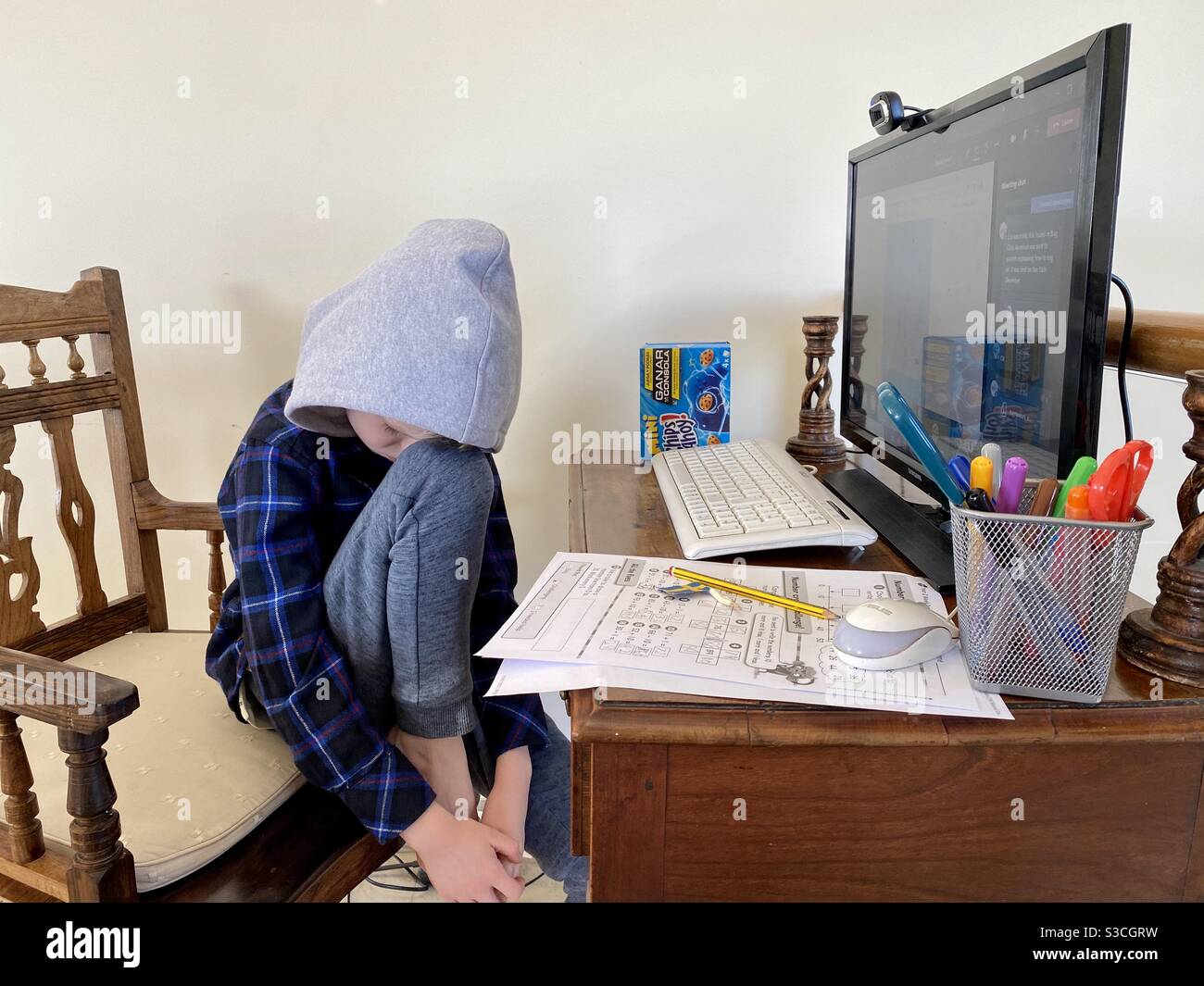 Hat die Schulbildung zu Hause satt Stockfoto