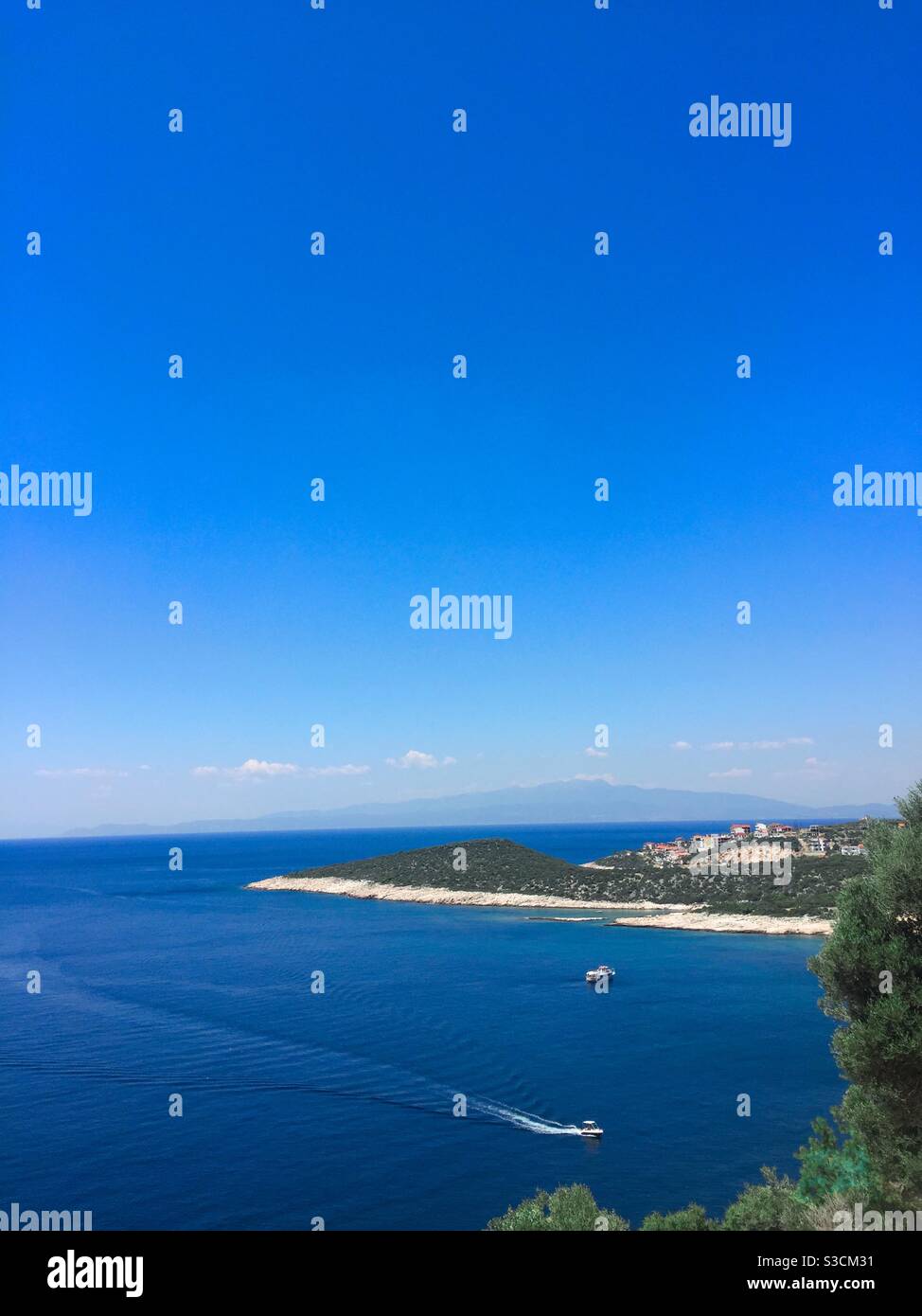 Blick über die Insel thassos während der Sommerferien. Stockfoto