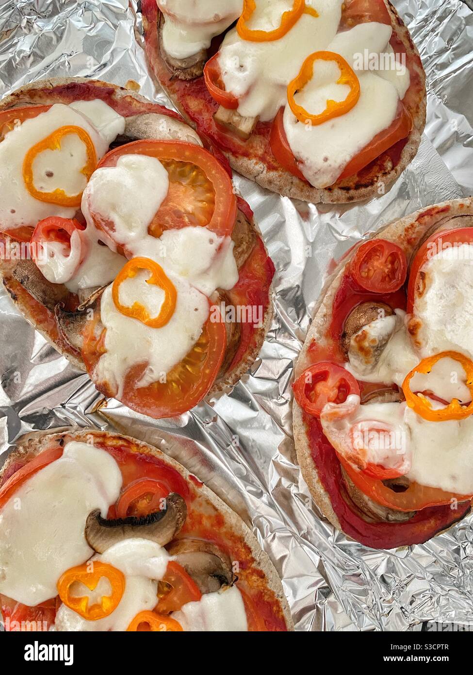 Pitta Brot Pizza Stockfoto