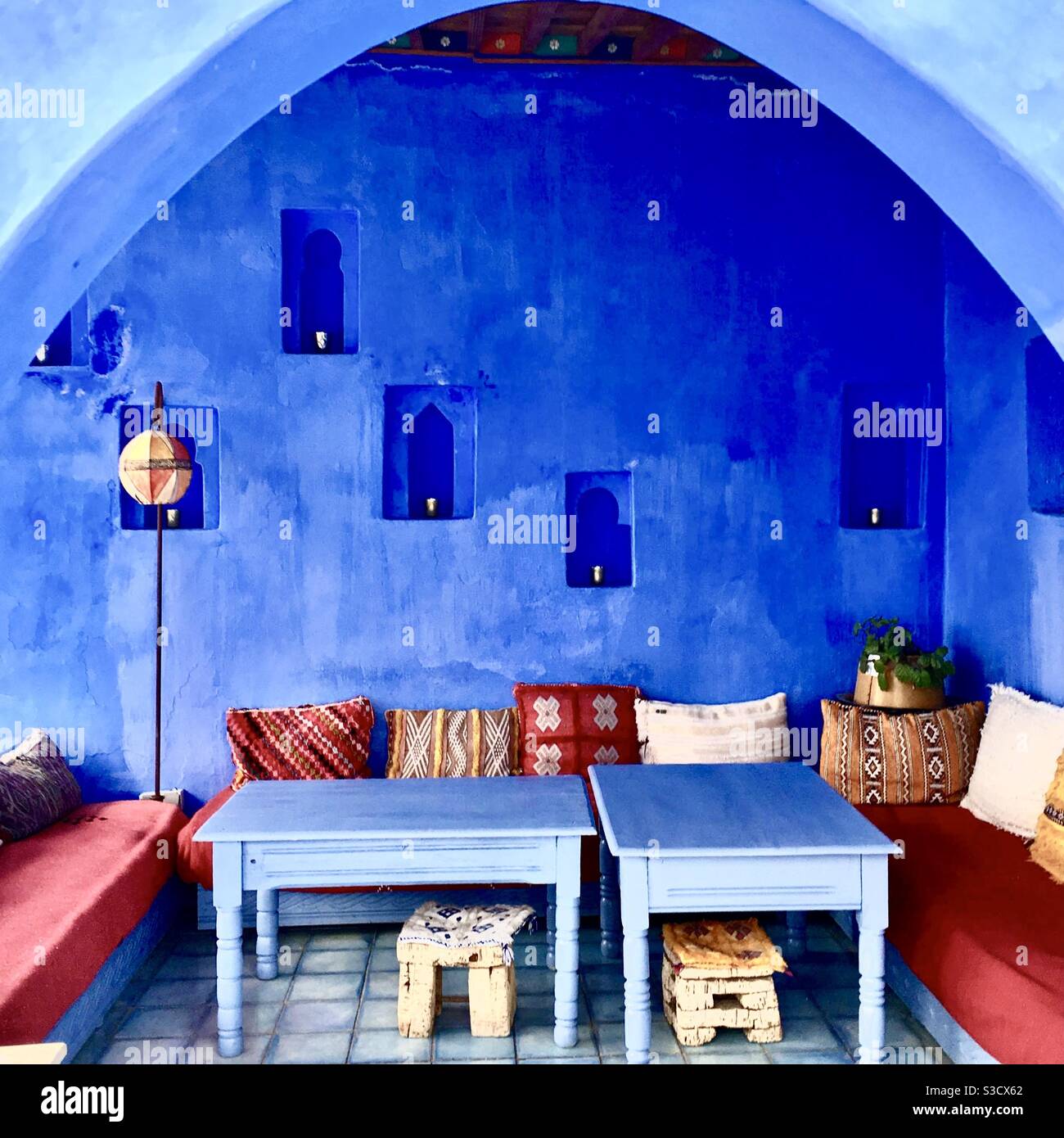 Hotelterrasse in Marokko Stockfoto