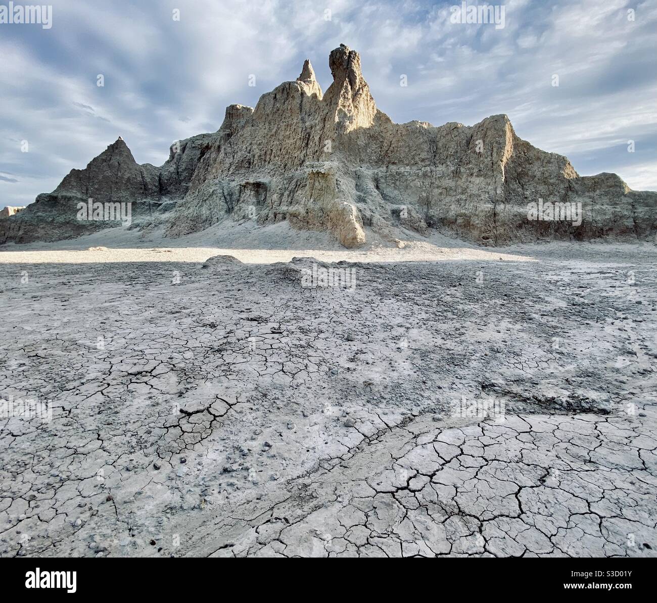 Felsformationen im Badlands National Park, South Dakota, USA - Smartphone-aufgenommenes Stockfoto