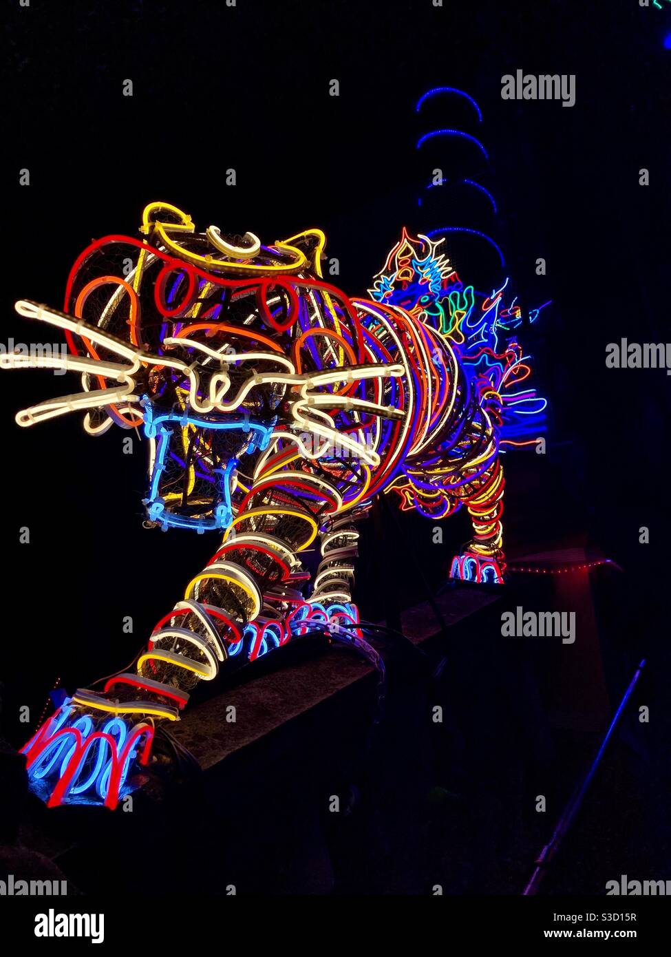 Tiger Light Kunstwerk von Chila Kumari Singh Burman außerhalb der Tate Großbritannien Stockfoto