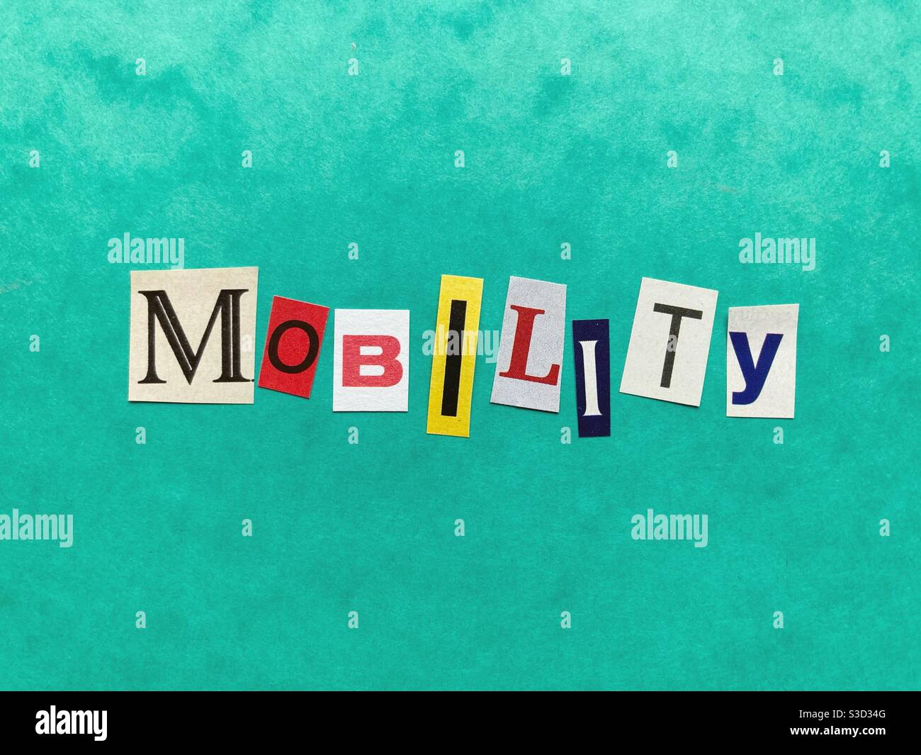 Das Wort Mobilität Stockfoto