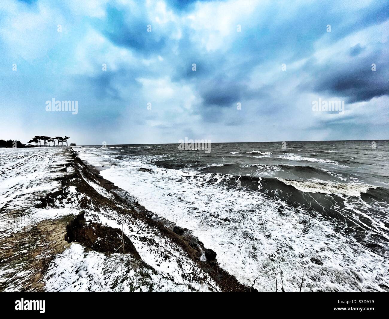Nordseeküste Bawdsey Suffolk - Smartphone-aufgenommenes Stockfoto