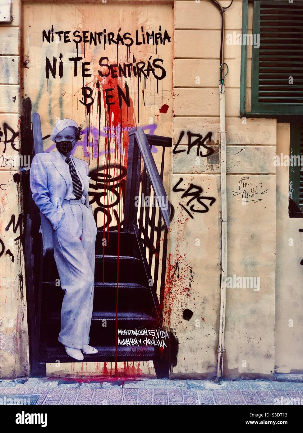 Menstruacion es vida streetart in Palma de Mallorca Stockfoto