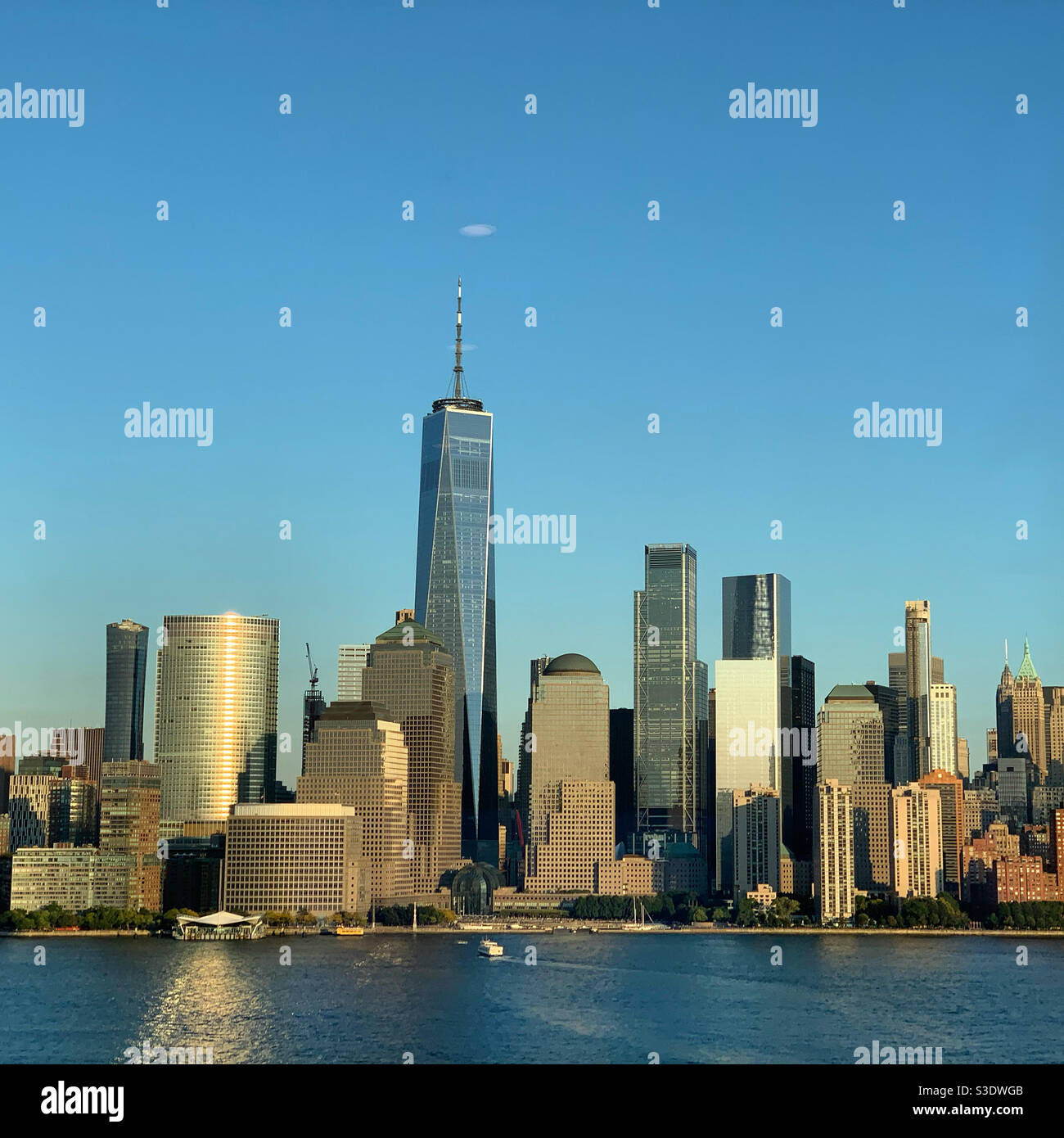 Ein Blick auf Lower Manhattan, New York, New York, von Jersey City, New Jersey, Usa. Stockfoto