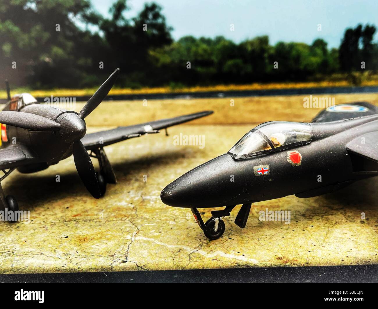 Hawker Hunter und der Hecht (Nachtjäger) - Smartphone-aufgenommenes Stockfoto