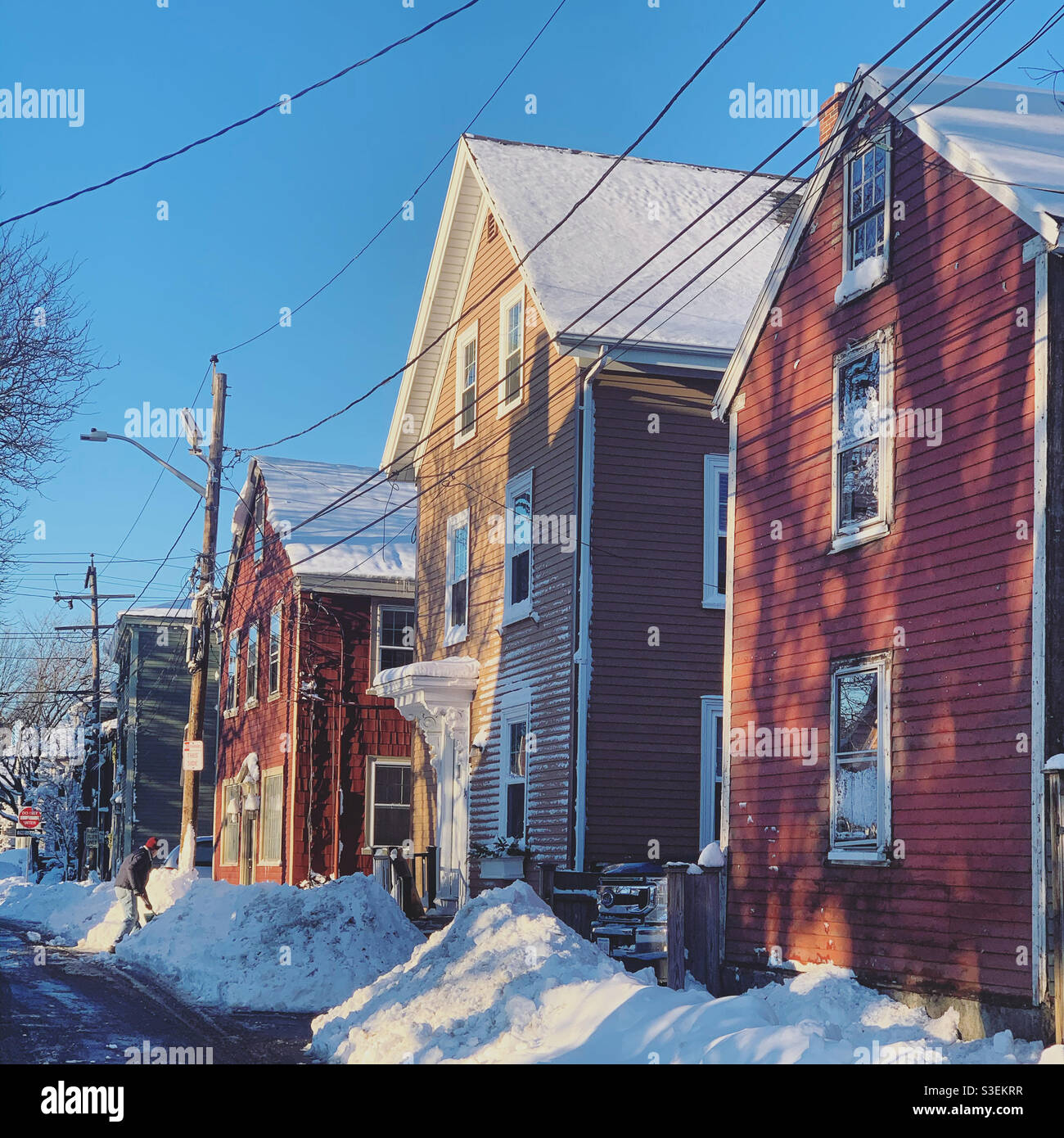 Dezember 2020, Häuser, Derby Waterfront District, Salem, Massachusetts, Usa. Stockfoto