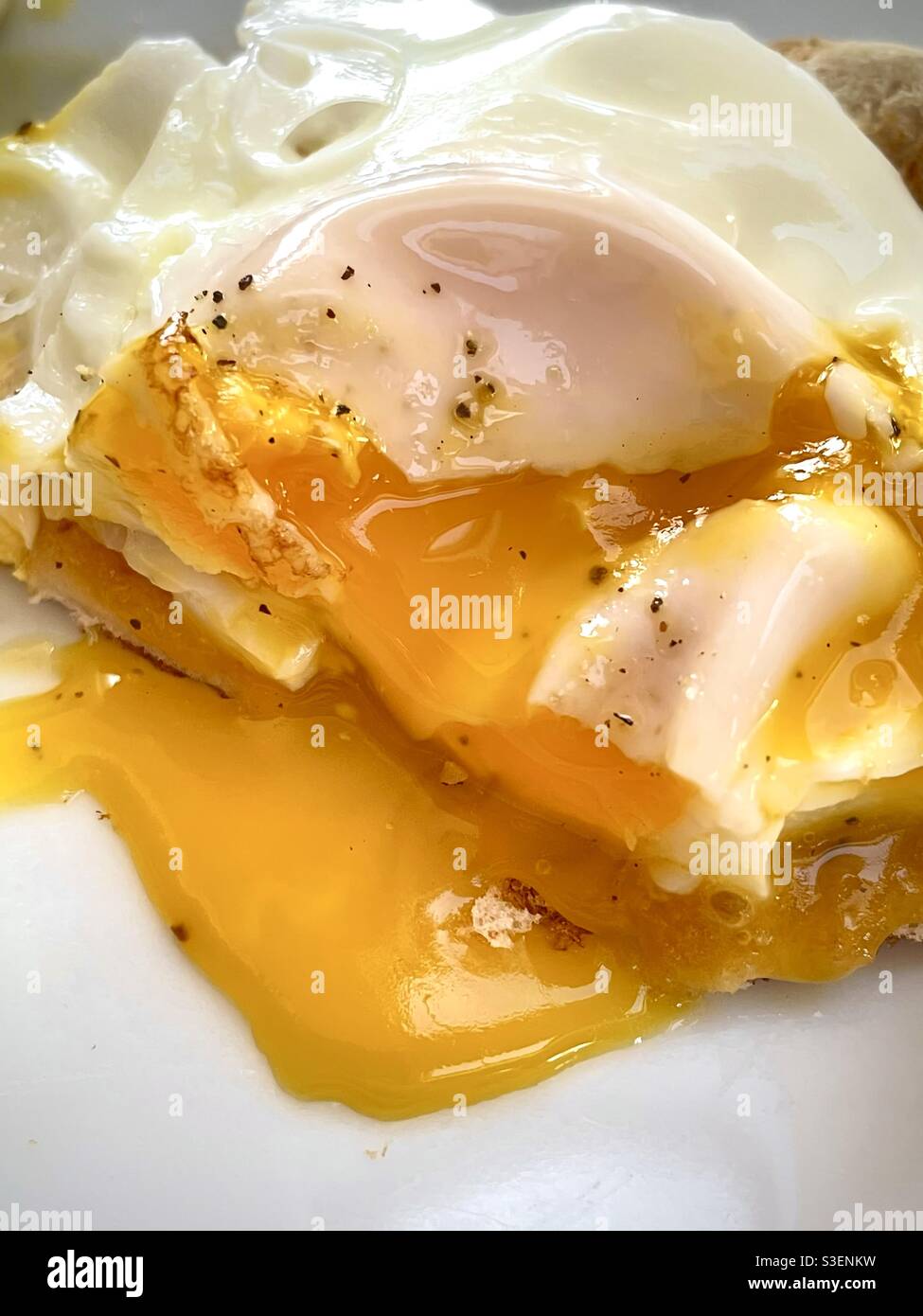 Laufig gebratenes Ei auf Toast Stockfoto