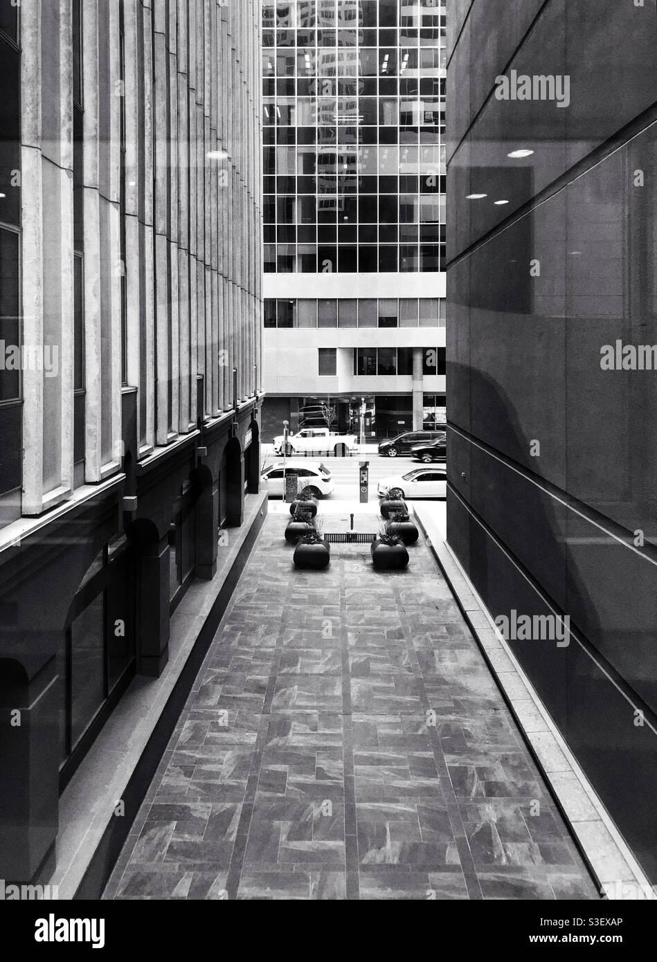 Bürogebäude in alle Richtungen. Downtown Calgary, Alberta, Kanada. Stockfoto