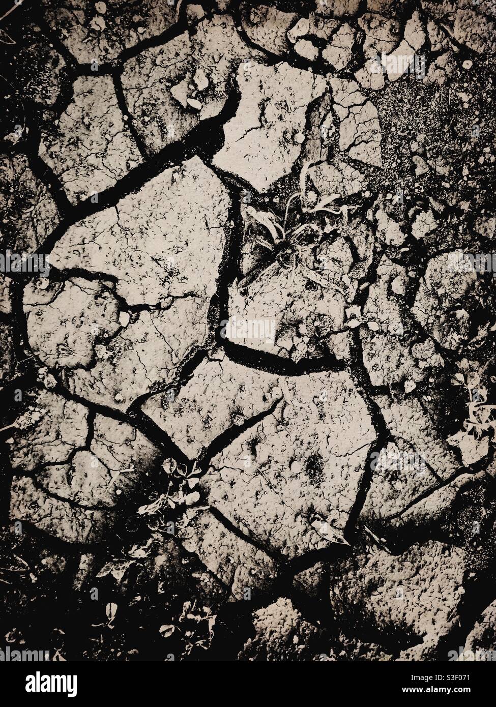 Gerissene Erde, die Dürre darstellt Stockfoto