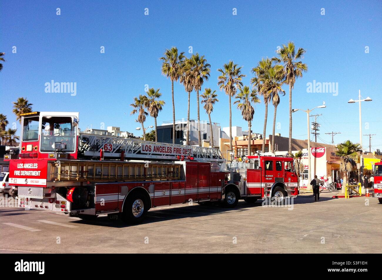 Los Angeles Feuerwehrauto in den Straßen von Kalifornien Stockfoto