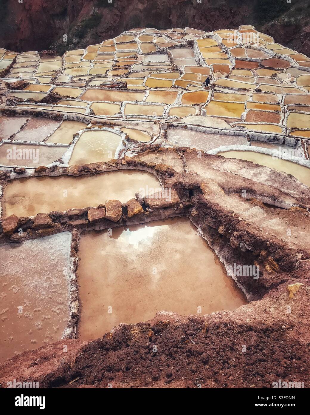 Maras Salzminen, das Heilige Tal, Peru Stockfoto