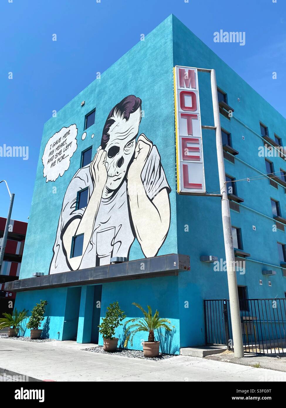 Ein Wandgemälde von D*Face, in der Innenstadt von Las Vegas. Stockfoto