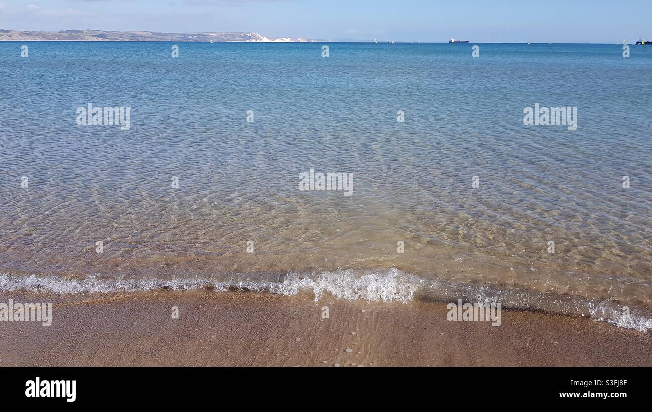 Schöner Weymouth Strand im Sommer. Stockfoto