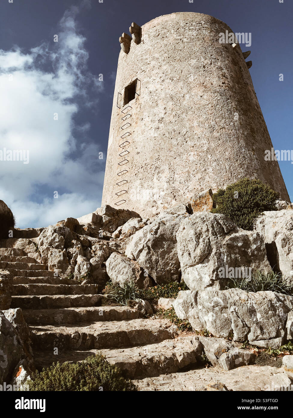 Wachturm, Formentor, Mallorca - Smartphone-aufgenommenes Stockfoto