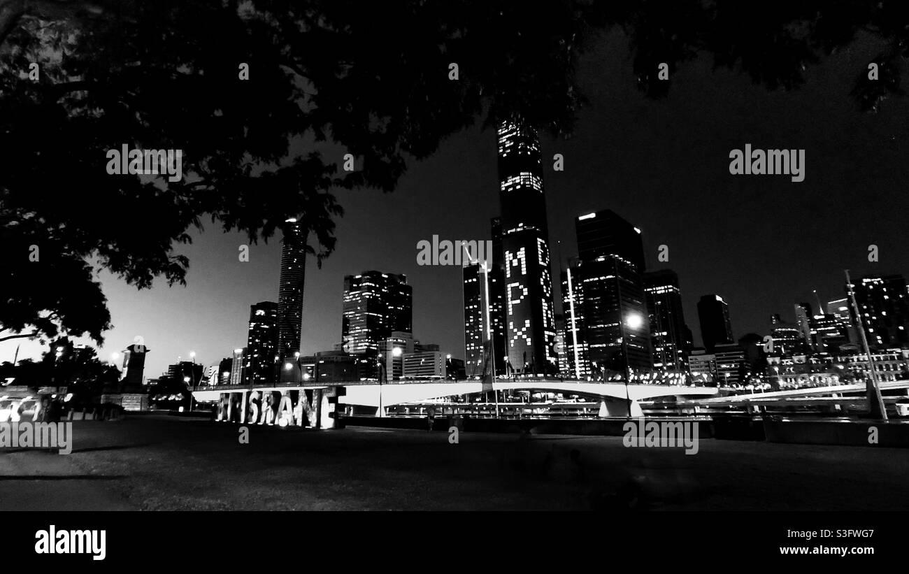 Brisbane City bei Nacht Stockfoto