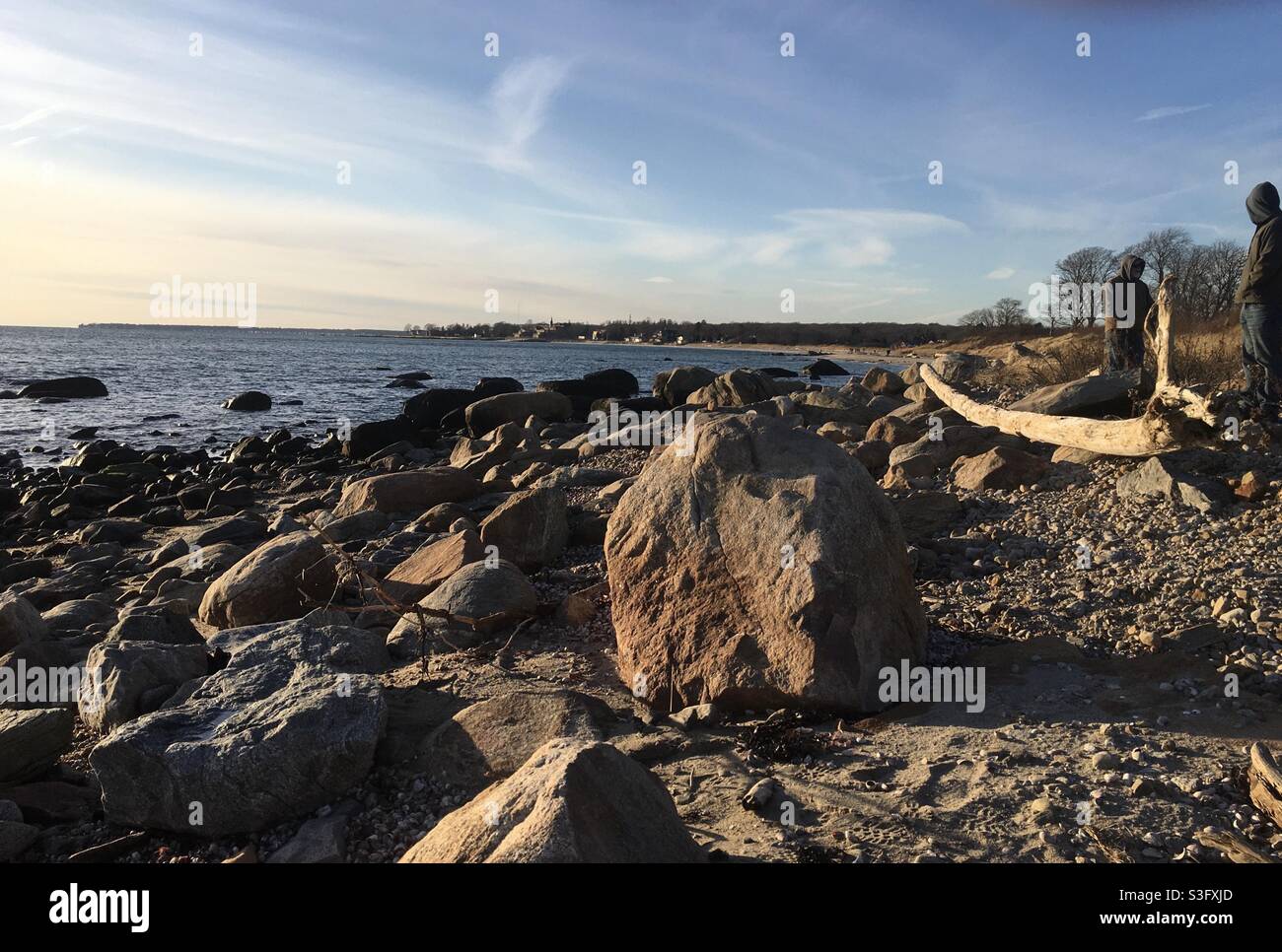 Rocky Beachfront in Connecticut, Harkness Park Beach Stockfoto
