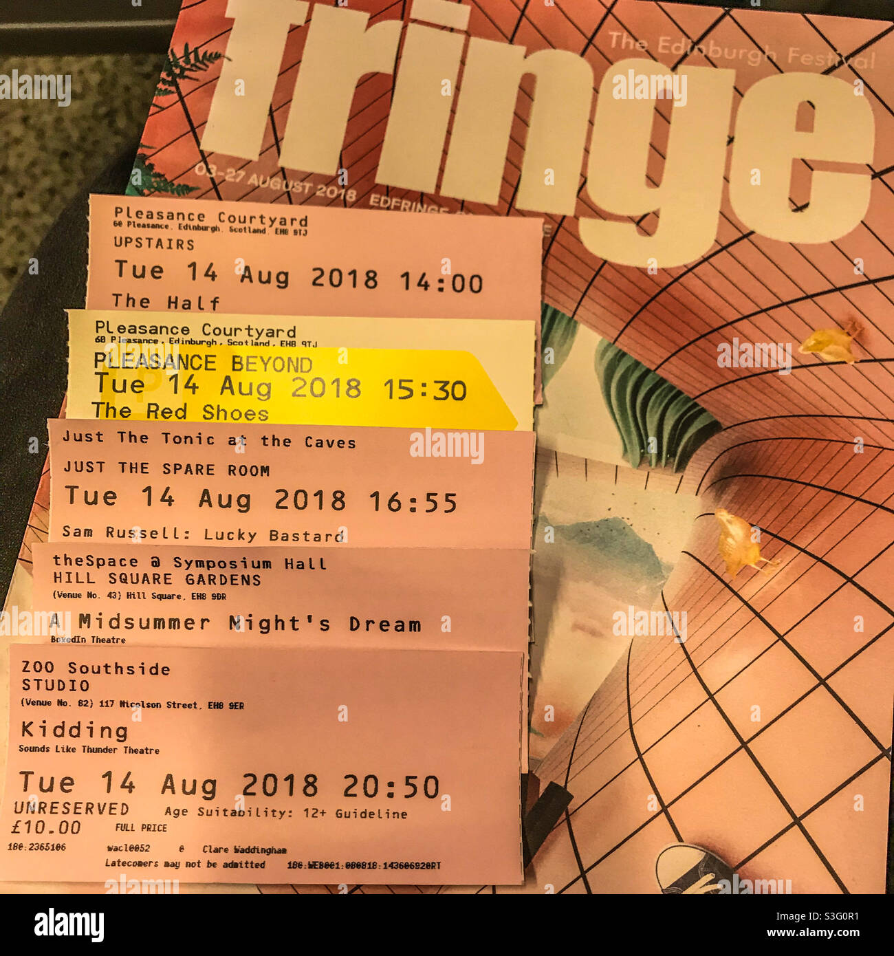 Tickets und Reiseführer für das Edinburgh Fringe Festival Stockfoto