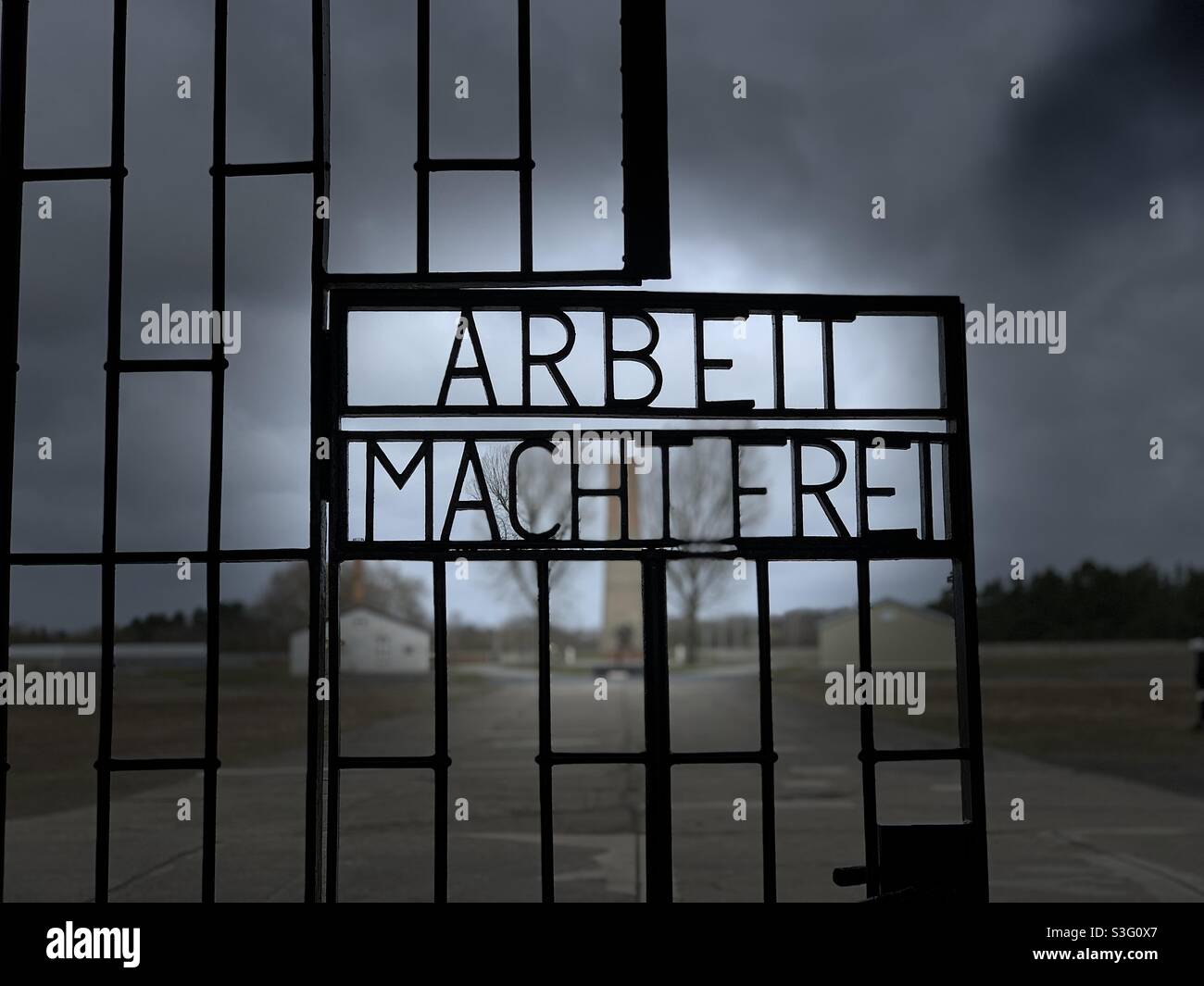 Haupttor Sachsenhausen Stockfoto
