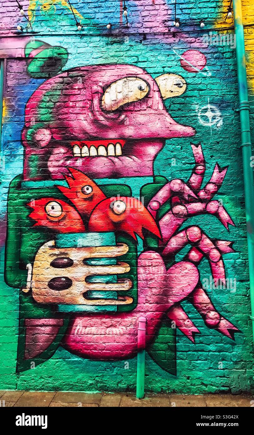 Street Art in Belfast Nordirland - Smartphone-aufgenommenes Stockfoto