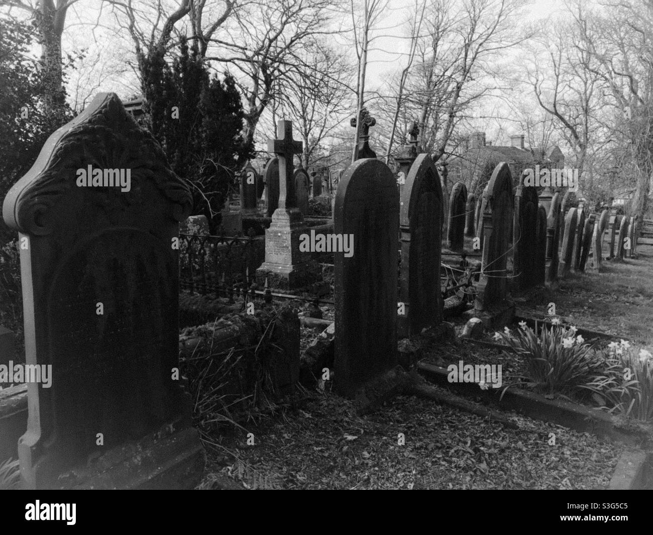 Haworth Kirche Friedhof Stockfoto
