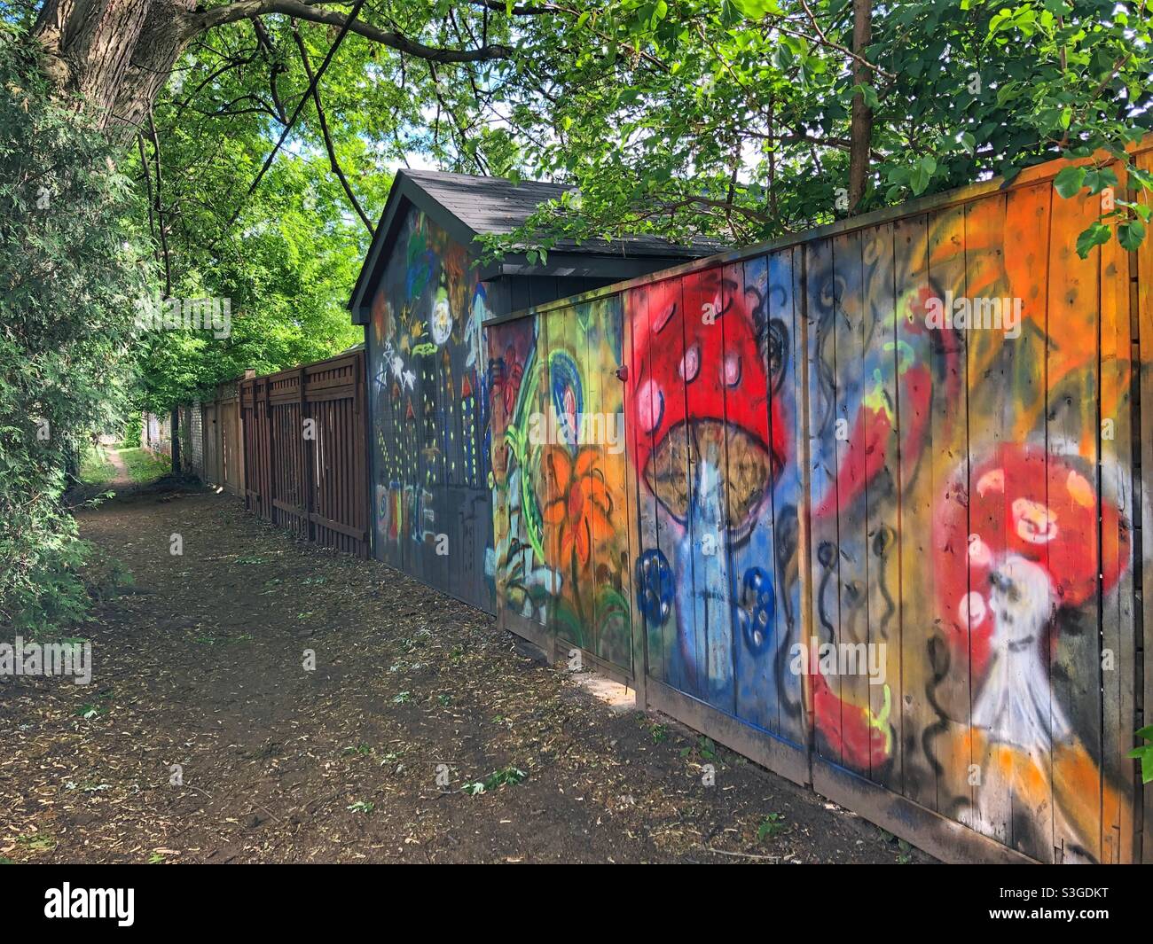 Farbenfrohe Straßenkunst in Toronto, Kanada. - Smartphone-aufgenommenes Stockfoto