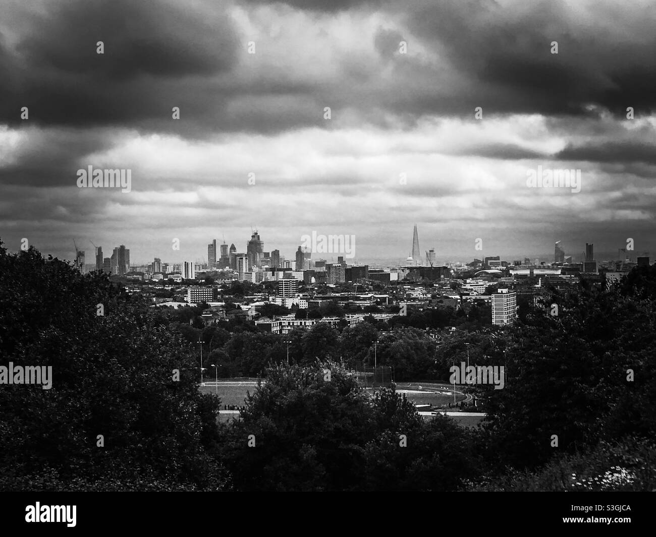 London City vom Parliament Hill, Hampstead Heath Stockfoto