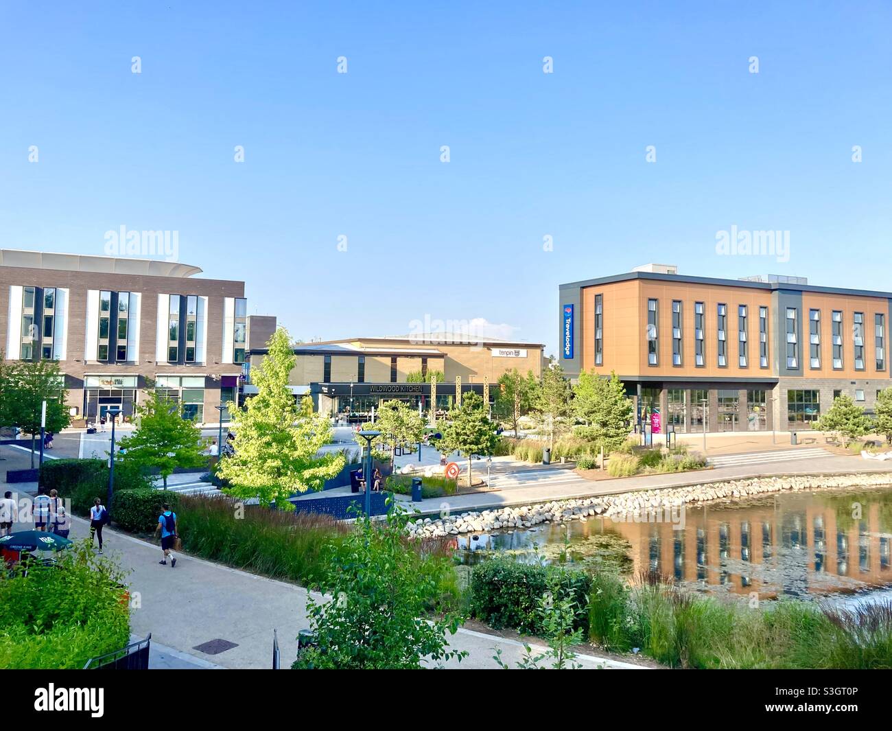 Telford Town Park an einem heißen Sommertag, Telford, Shropshire, England, Großbritannien Stockfoto