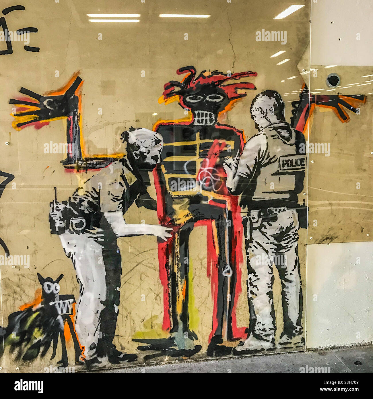 Banksy Kunst im Barbican Stockfoto