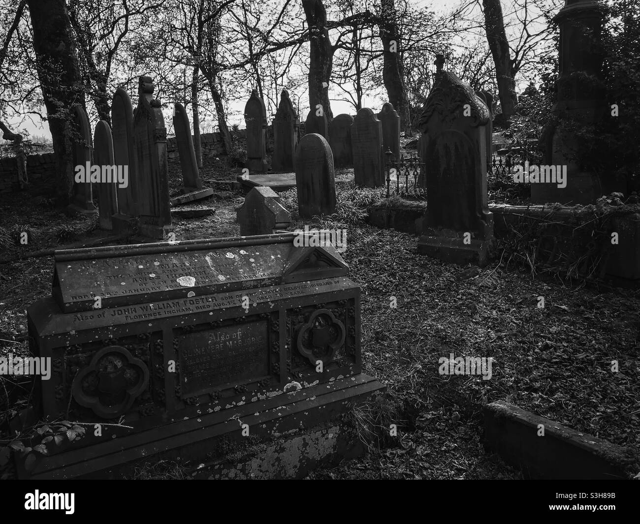 Haworth Kirche Friedhof Stockfoto
