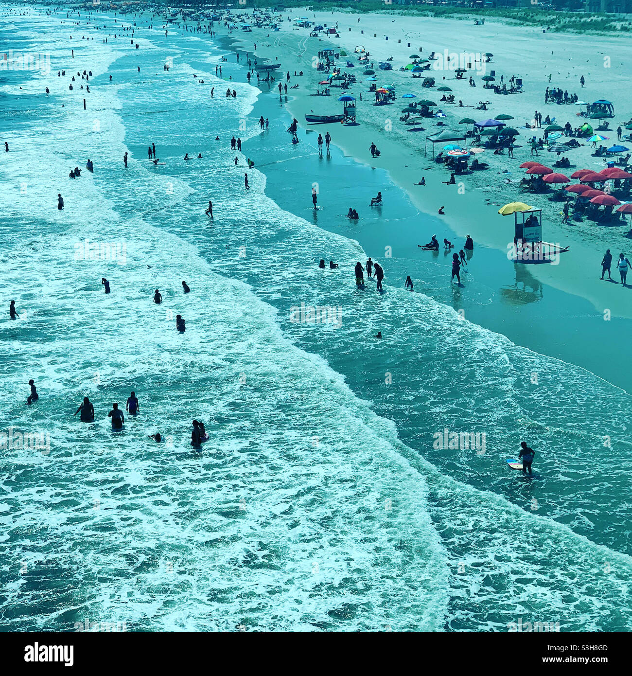 Juli 2021, Blick auf den Strand vom Playground Pier, Atlantic City, New Jersey, USA Stockfoto