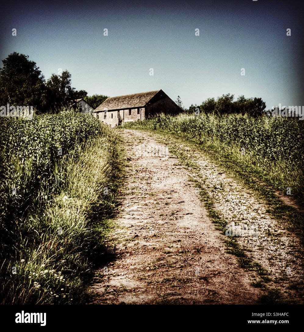 Rustic Track And Barn Stockfoto