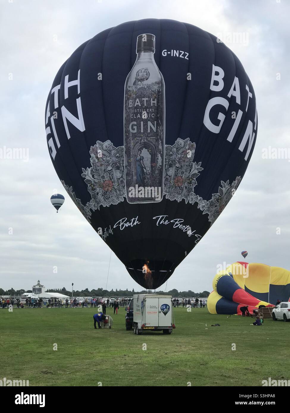 Heißluftballon bei der Yorkshire Balloon Fiesta 2021 - Smartphone-aufgenommenes Stockfoto