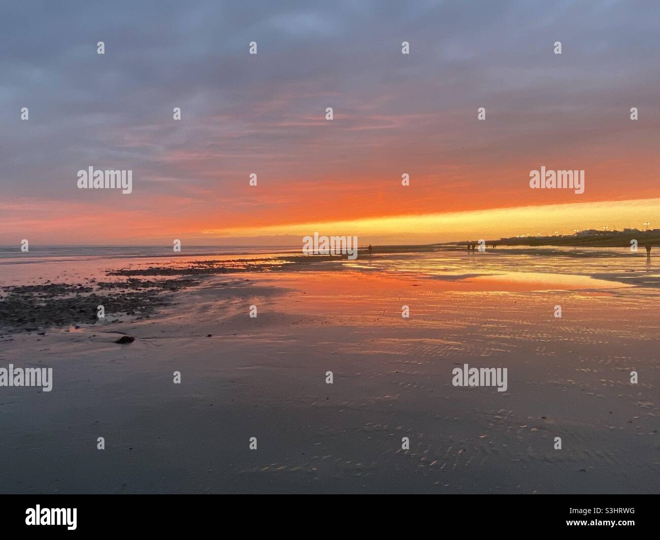 Sonnenuntergang am Worthing Beach Stockfoto